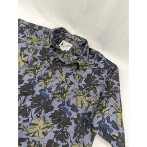 Vintage 80s 90s Goouch Mens‎ Large Retro Abstract Art Print Silk Shirt Leaves